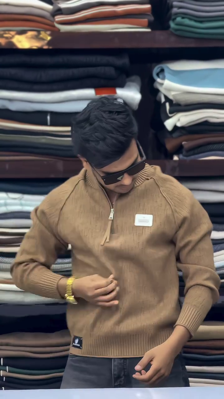 🔥 Premium Zip-Neck Knit Sweater for Men – Classic Winter Essential 🔥