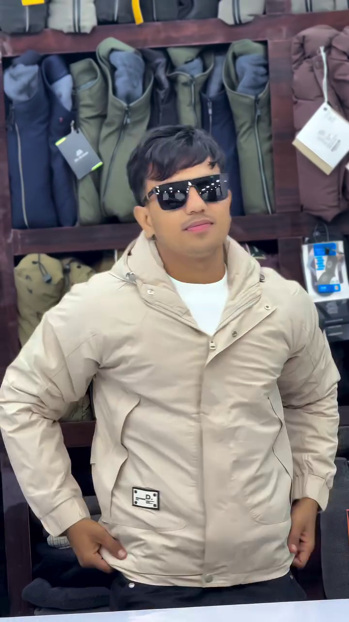 ❄️ Men’s Beige Hooded Winter Jacket