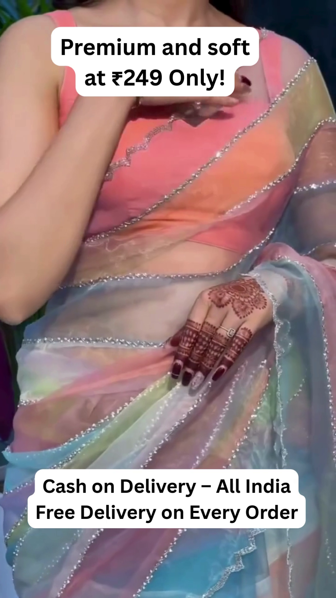 🌈 Pastel Aura Soft Organza Saree – Premium Feel