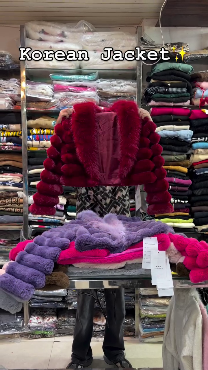 Korean Luxe Bubble Fur Jacket – Ultra-Glam Winter Statement