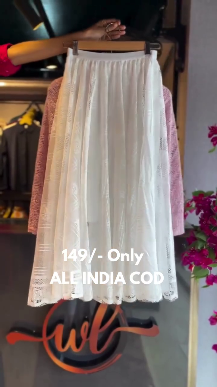 Charming Pink Lace Top with White Flared Skirt – Budget-Friendly Style