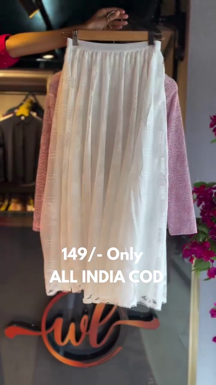 Charming Pink Lace Top with White Flared Skirt – Budget-Friendly Style