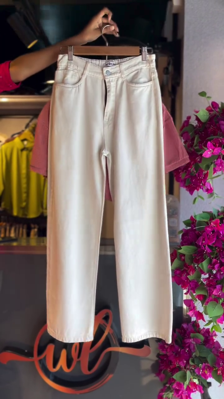 Modern Minimal Set with Pink Textured Top and White Wide-Leg Pants