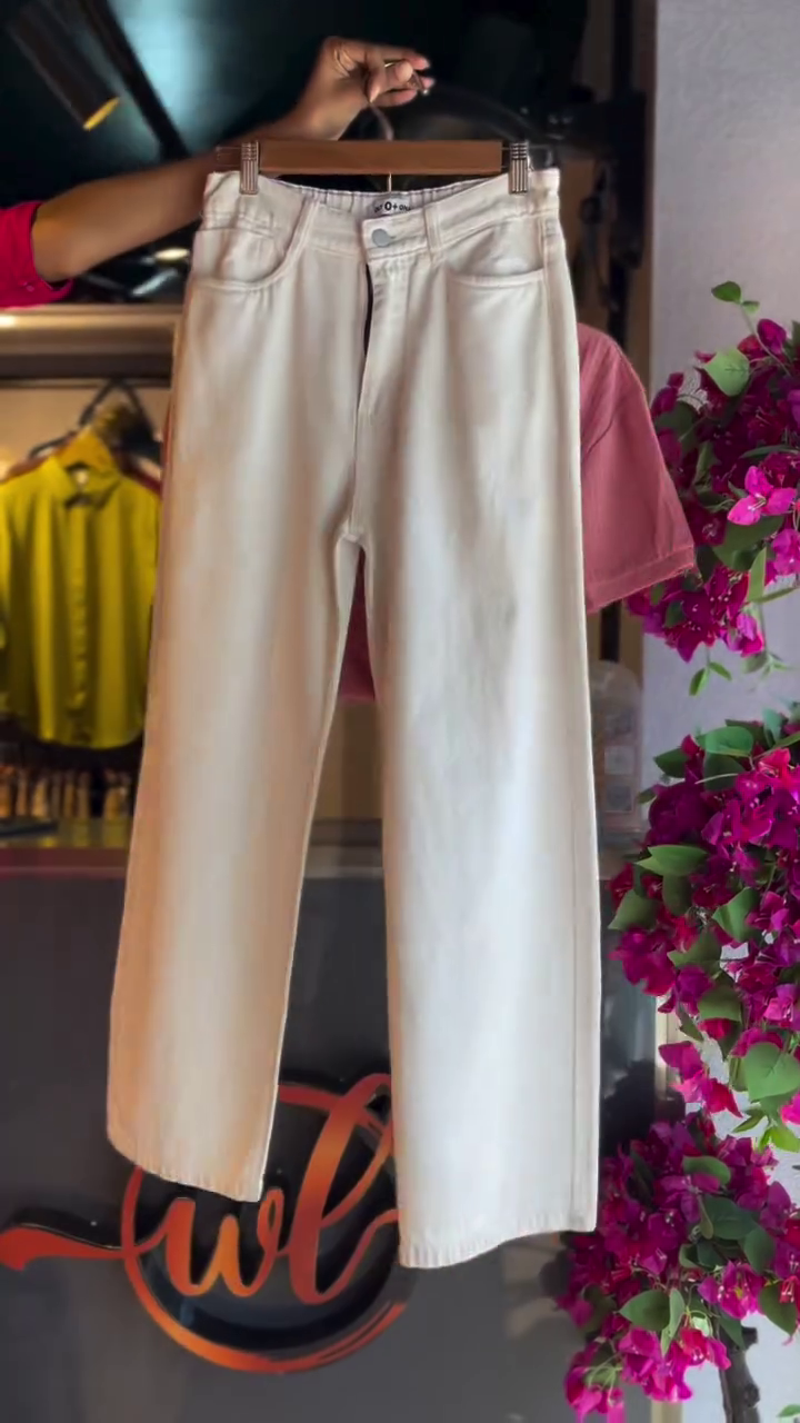 Modern Minimal Set with Pink Textured Top and White Wide-Leg Pants