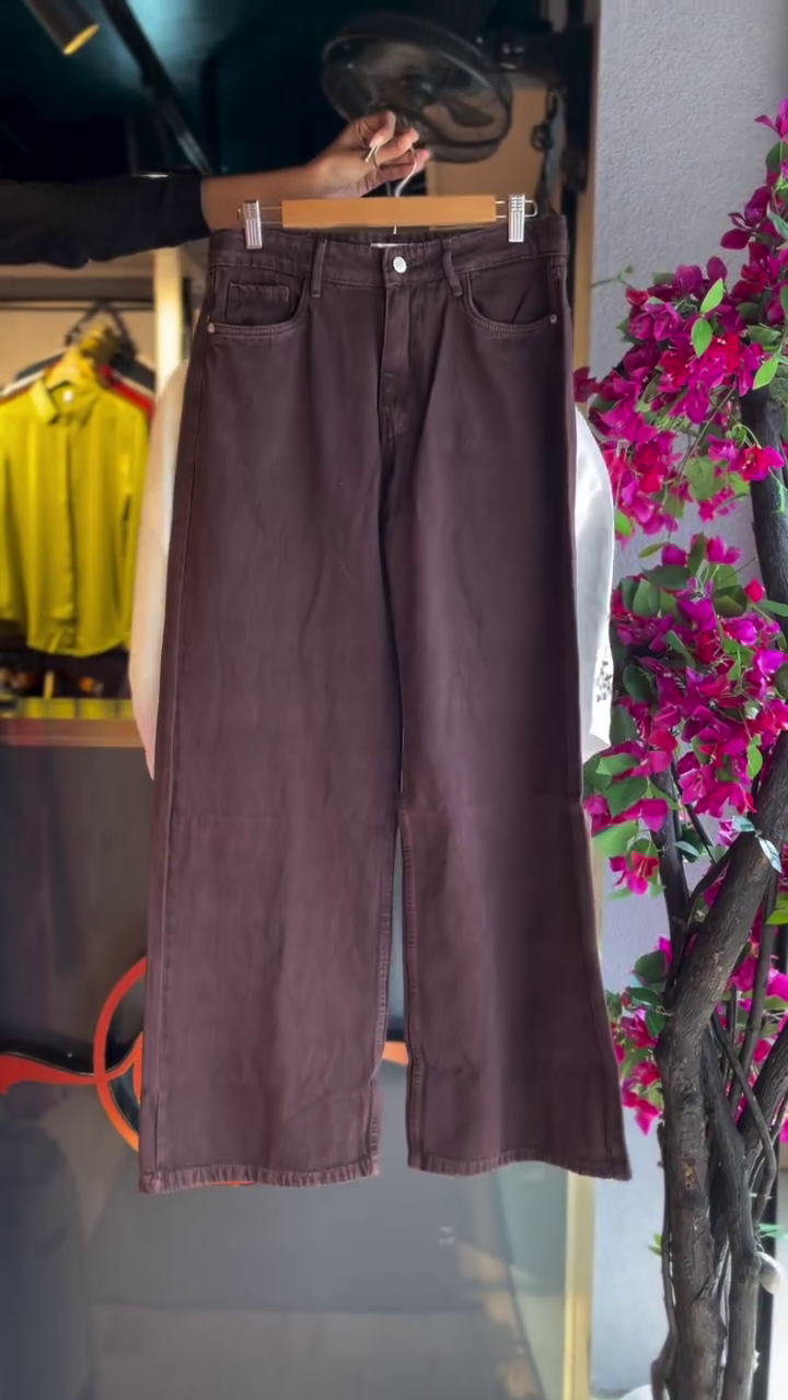 Elegant White Embroidered Top Paired with Chocolate Brown Bottoms