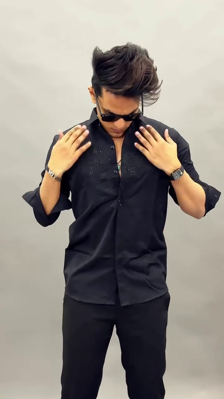 Men’s Black Embellished Shirt