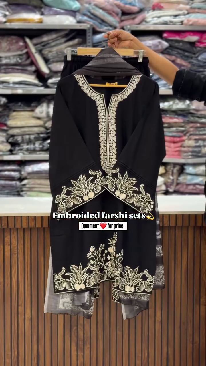 Mint Green Embroidered Farshi Set