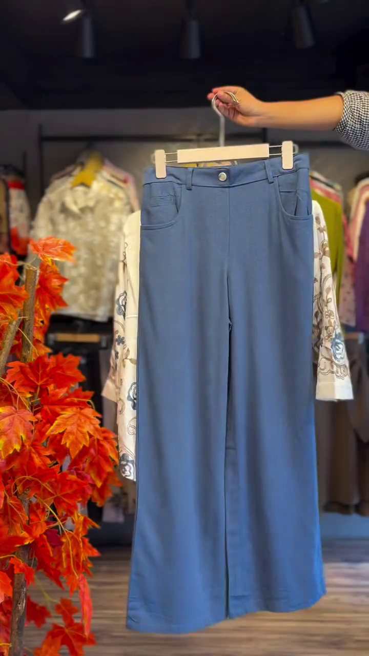 White Embroidered Shirt with Blue Bottom