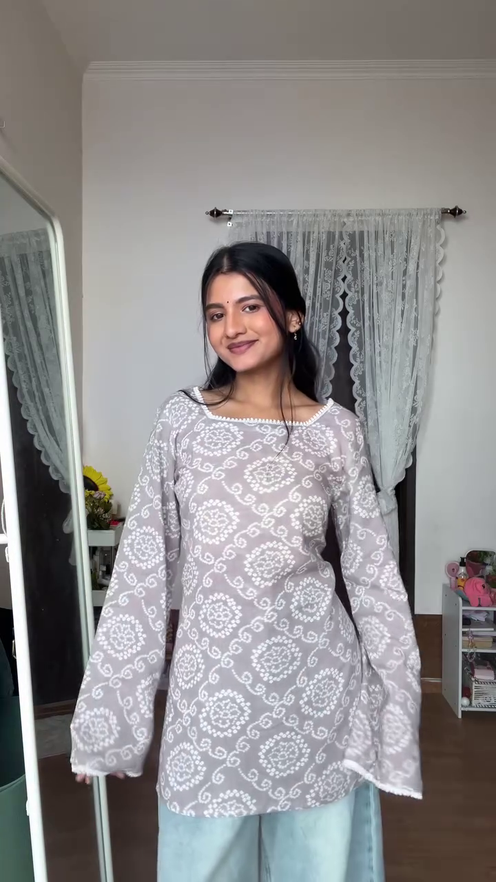 Black Printed Short Kurti