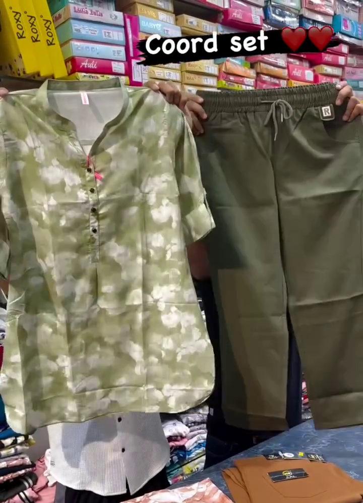 Olive Green Printed Coord Set