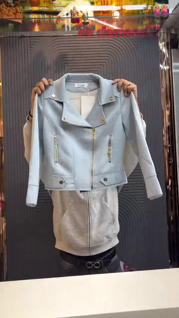 Chic Tan Cropped Moto Jacket