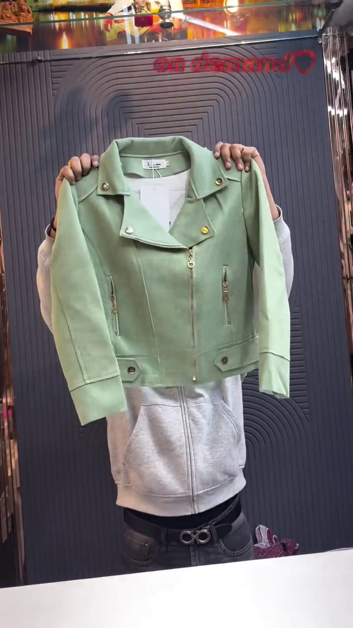 Chic Tan Cropped Moto Jacket