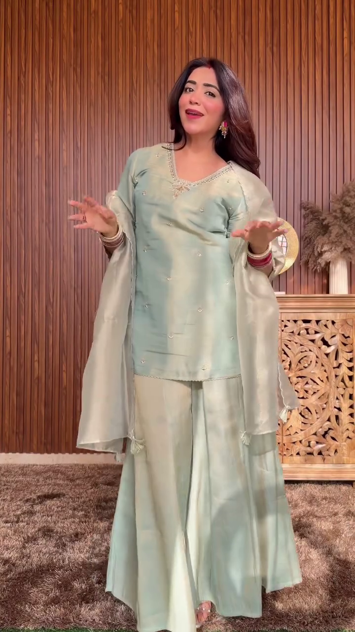 Mustard Silk Kurta with Matching Palazzo