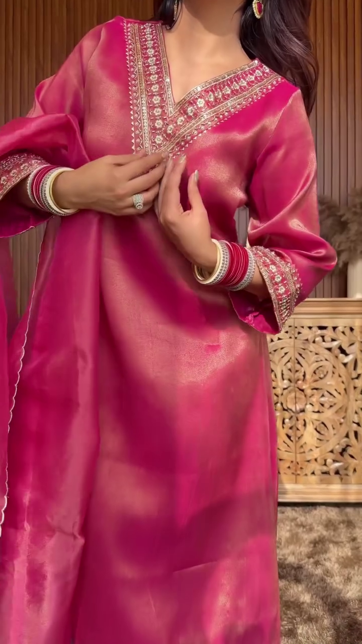 Mustard Silk Kurta with Matching Palazzo