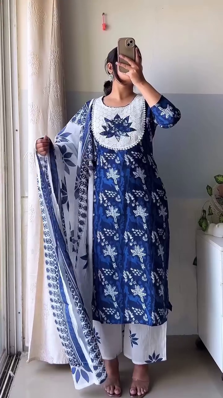 Maroon and Black Printed Kurta with Dupatta