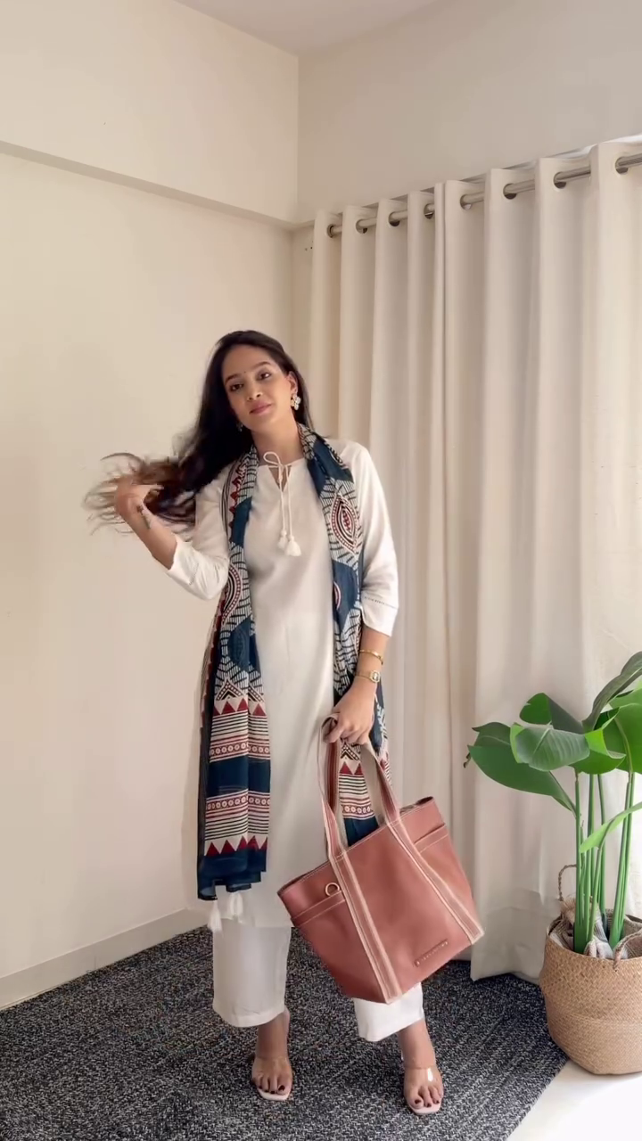 Classic Black Kurta with Printed Dupatta