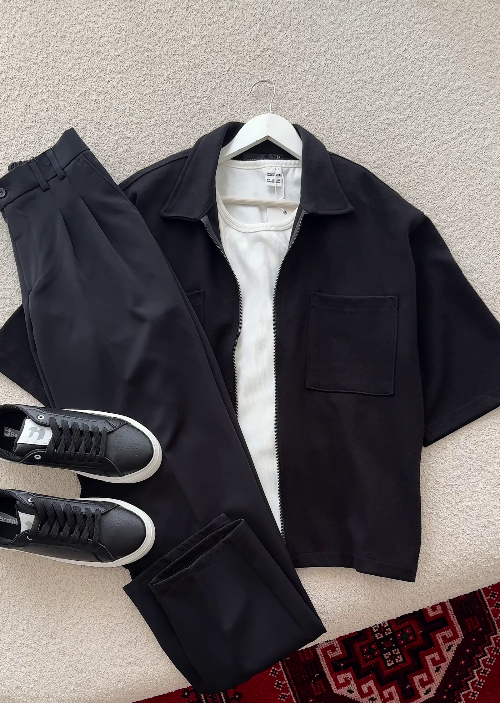Modern Black Casual Co-Ord Set with Jacket