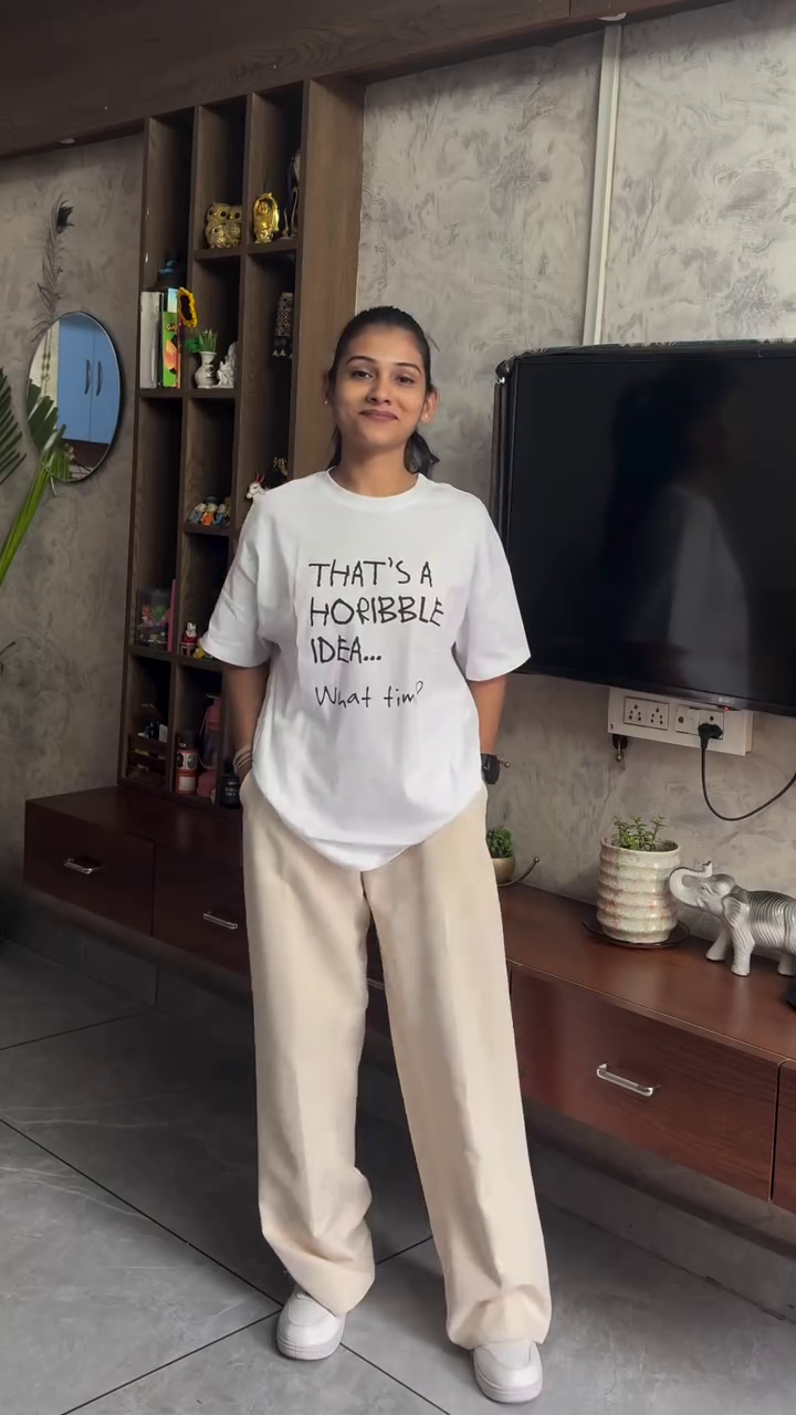 Trendy White Graphic Printed Oversized T-Shirt