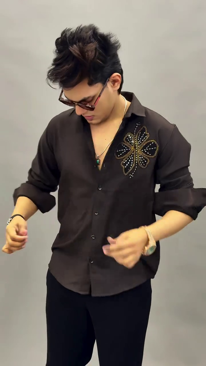 Black Designer Embroidered Shirt