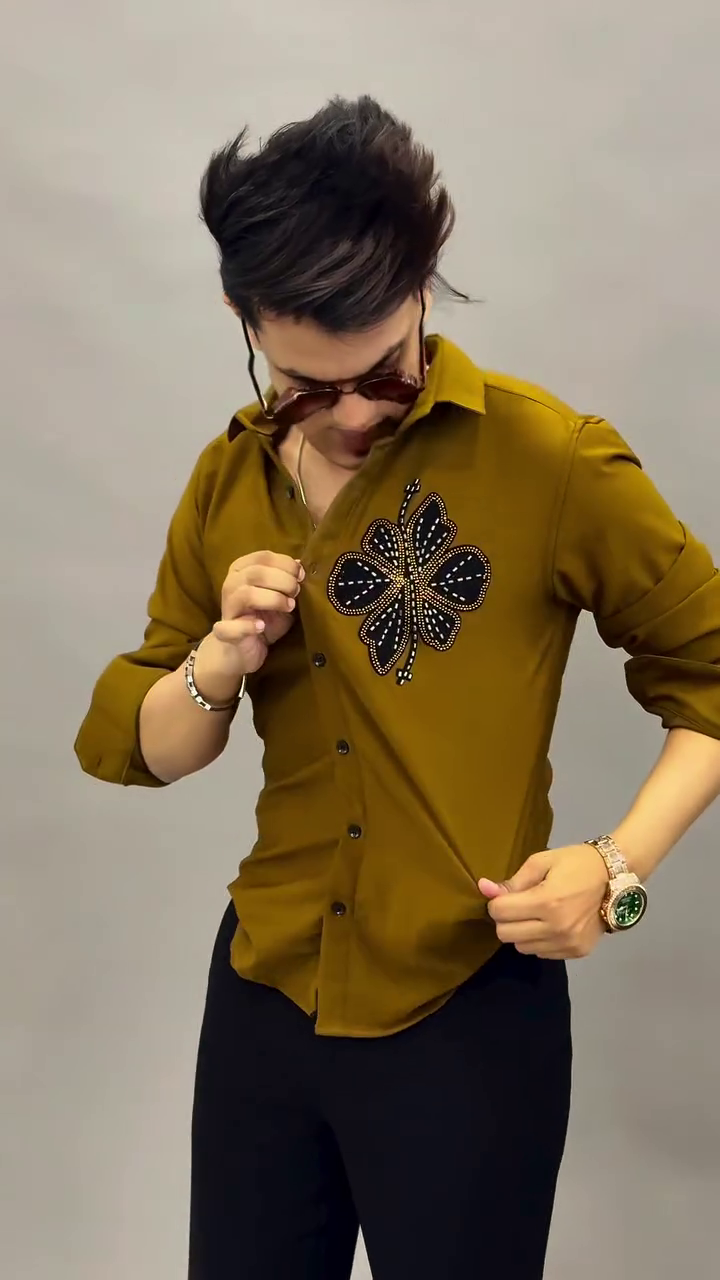 Black Designer Embroidered Shirt