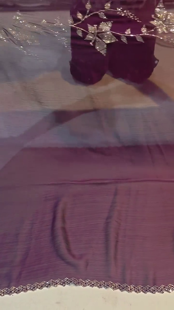 Purple Embroidered Designer Saree