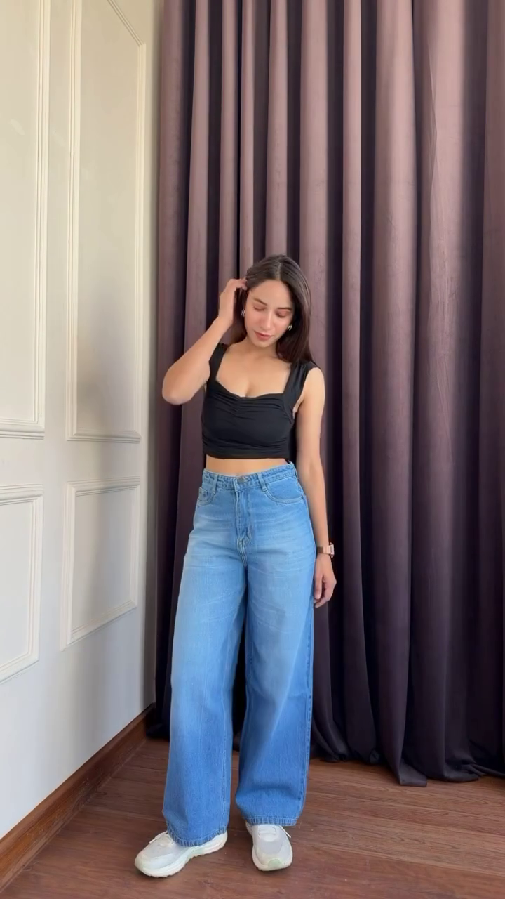 Light Blue Wide Leg Denim Jeans