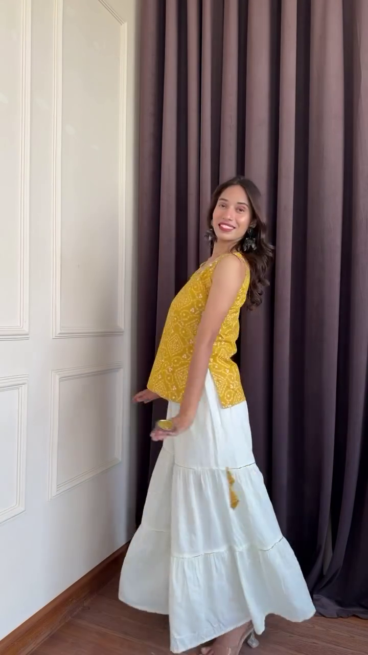 Black Printed Top with Bell Sleeves