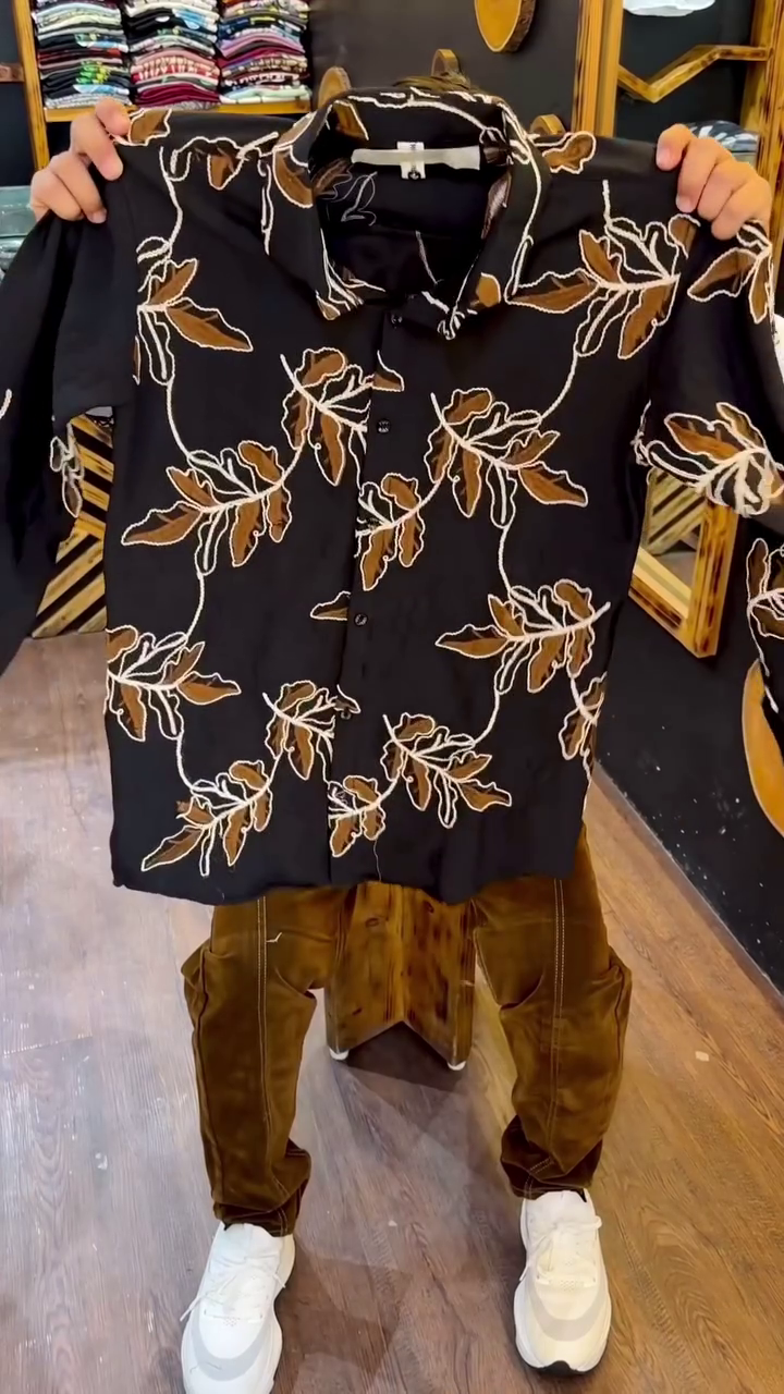 Men’s Leaf Print Shirt & Shorts Set