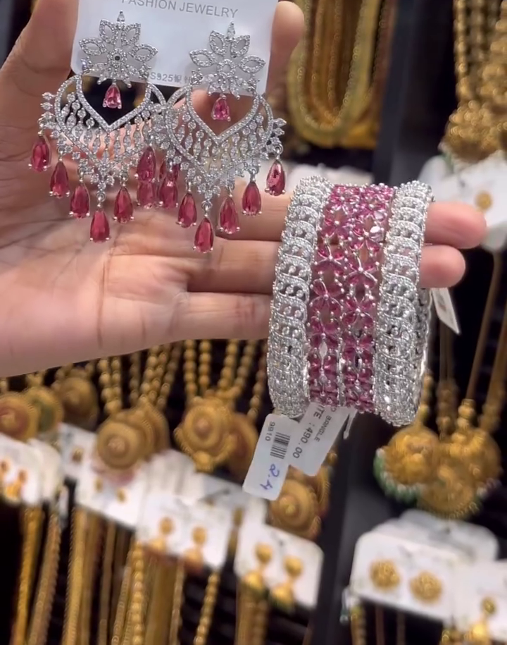 Mint Stone Jewelry Set (Earrings & Bangles)