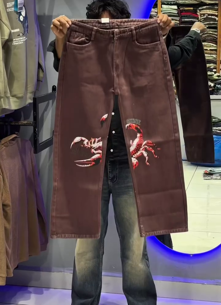 Light Blue Graphic Streetwear Denim