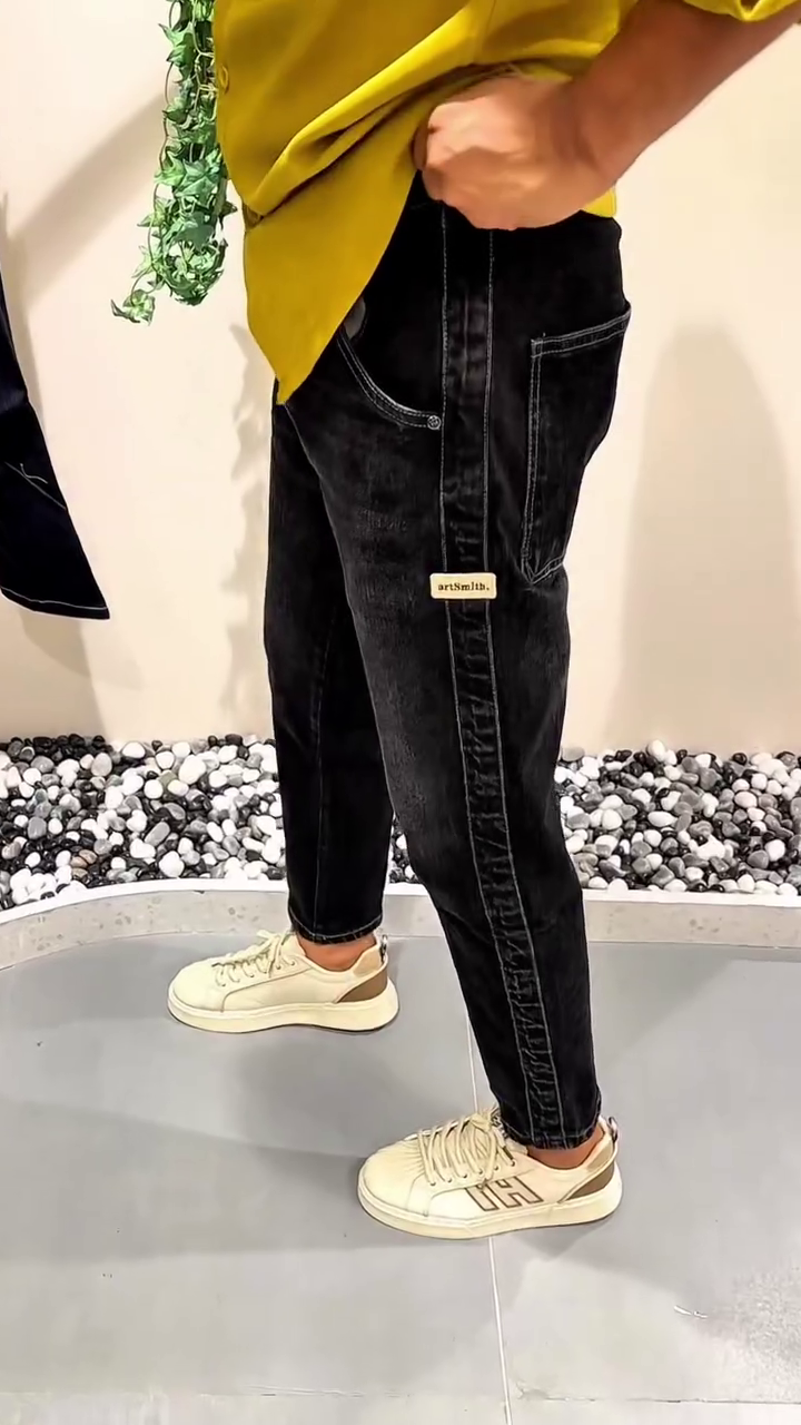 Black Slim Fit Casual Denim