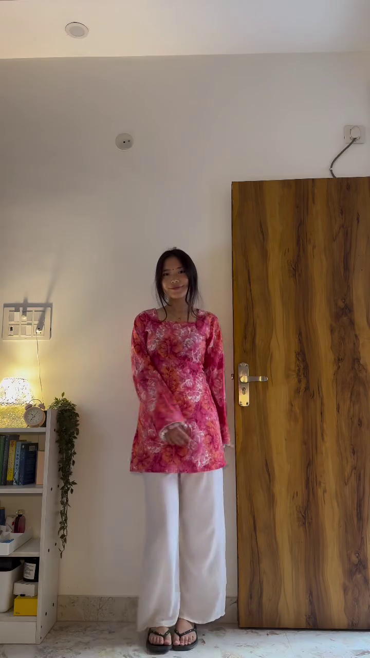 Floral Pink Kurti & Palazzo Set