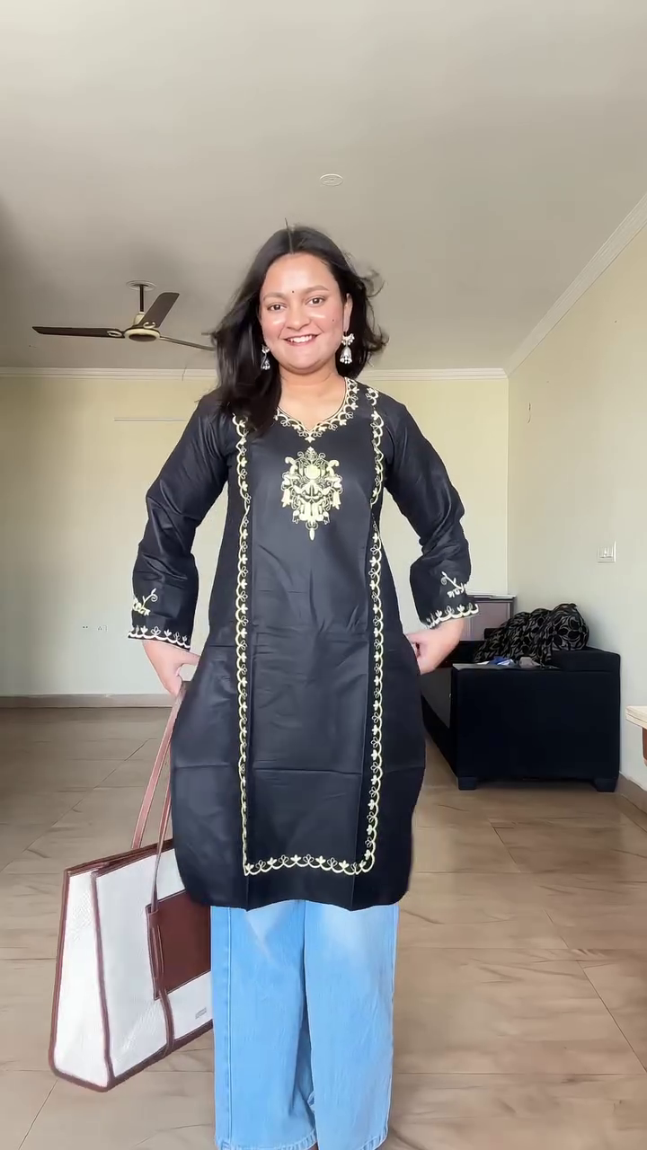 Sunshine Floral Kurti with Denim Palazzo