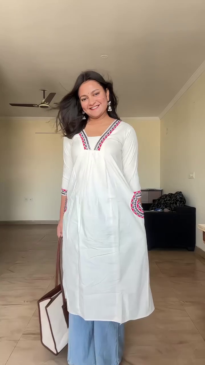 Sunshine Floral Kurti with Denim Palazzo