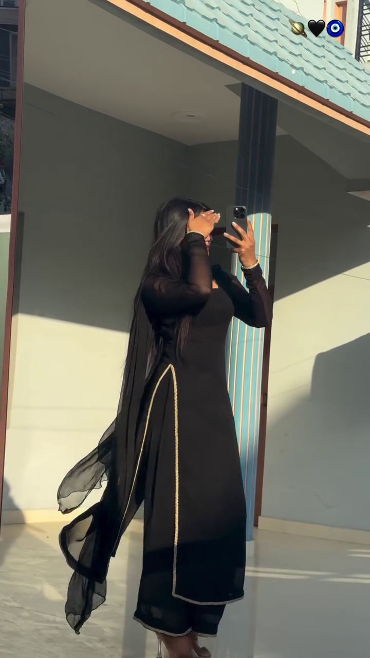 Elegant Black Ethnic Suit with Dupatta