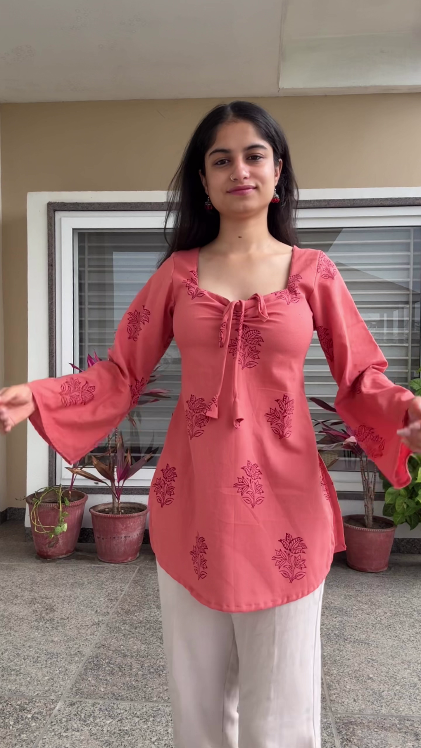 Red Printed Kurti Set