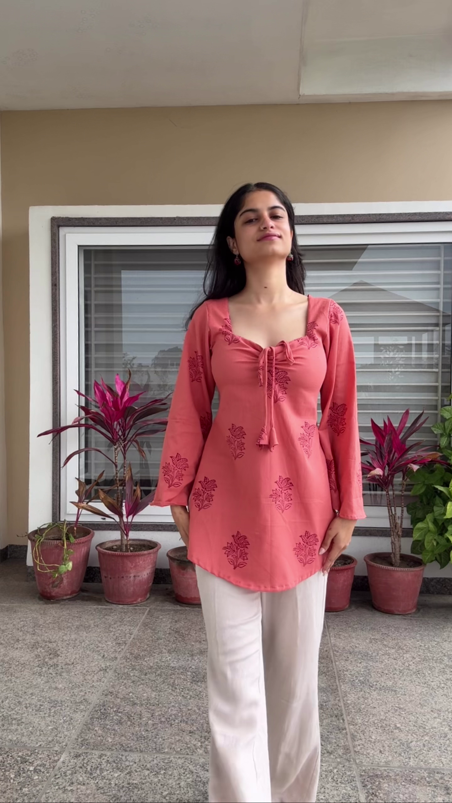 Red Printed Kurti Set