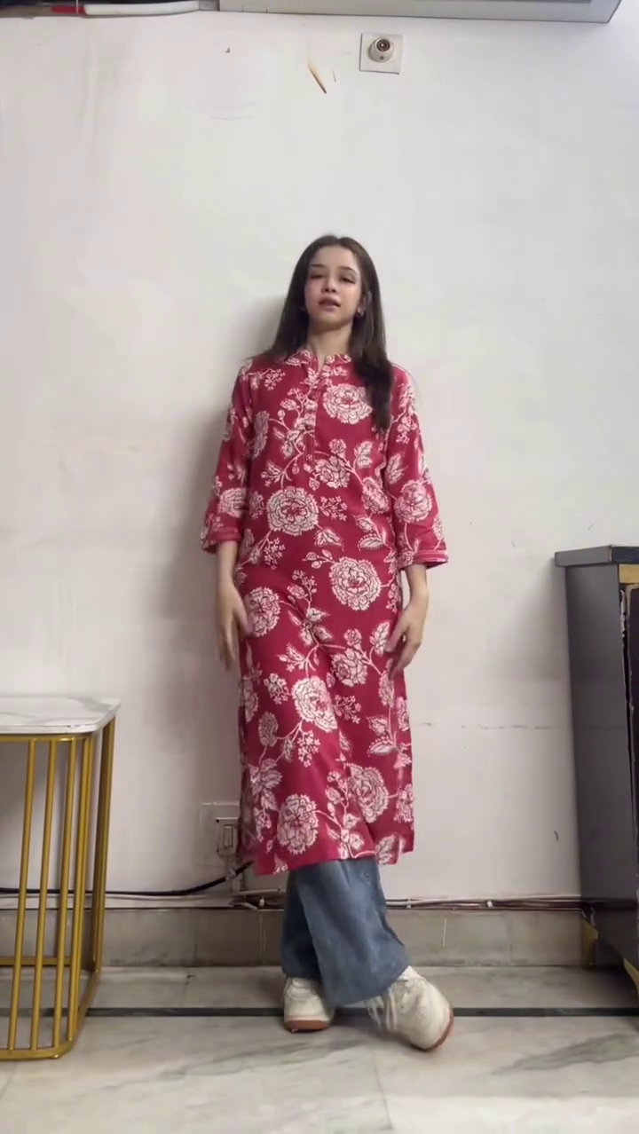 Red Floral Printed Kurti