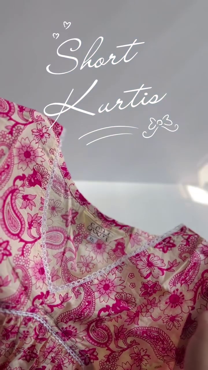 Pink Printed Short Kurti