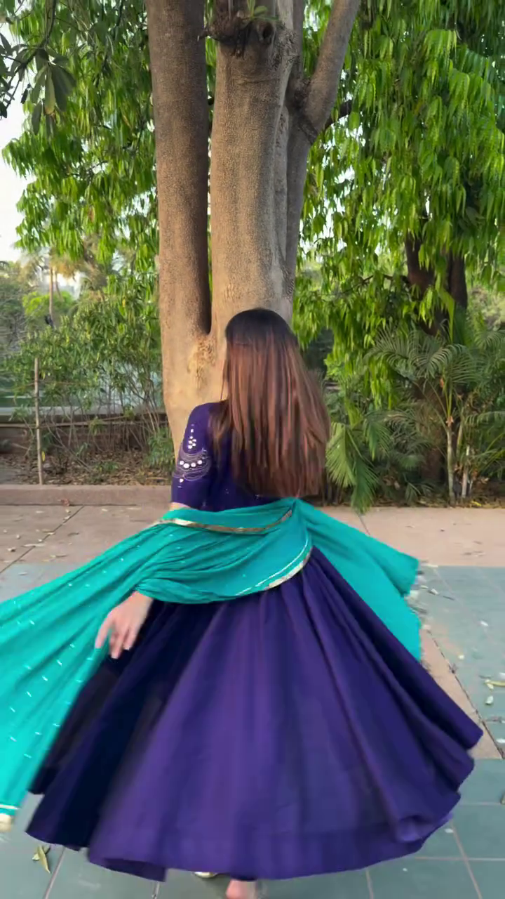 Indigo Anarkali with Teal Dupatta