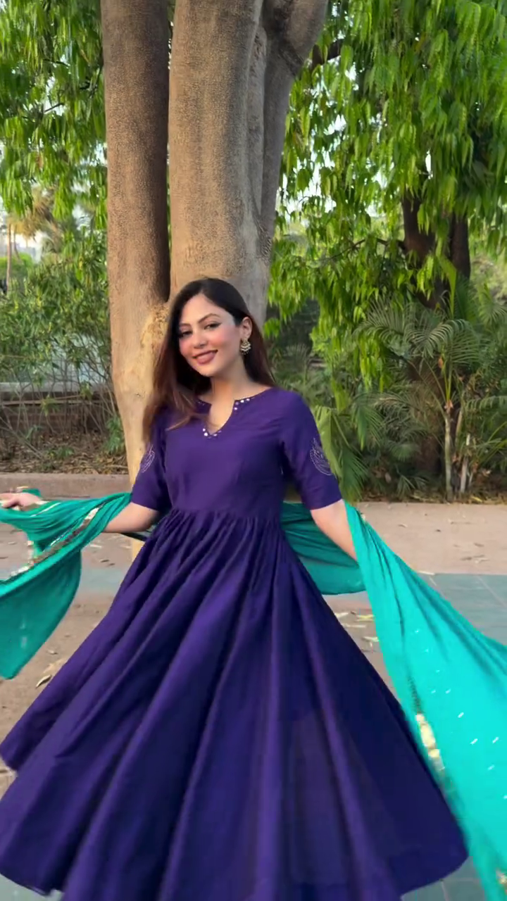 Indigo Anarkali with Teal Dupatta
