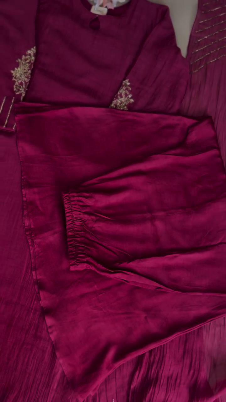 Wine Silk Kurta Set