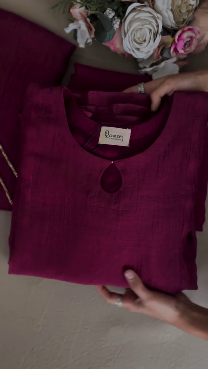 Wine Silk Kurta Set