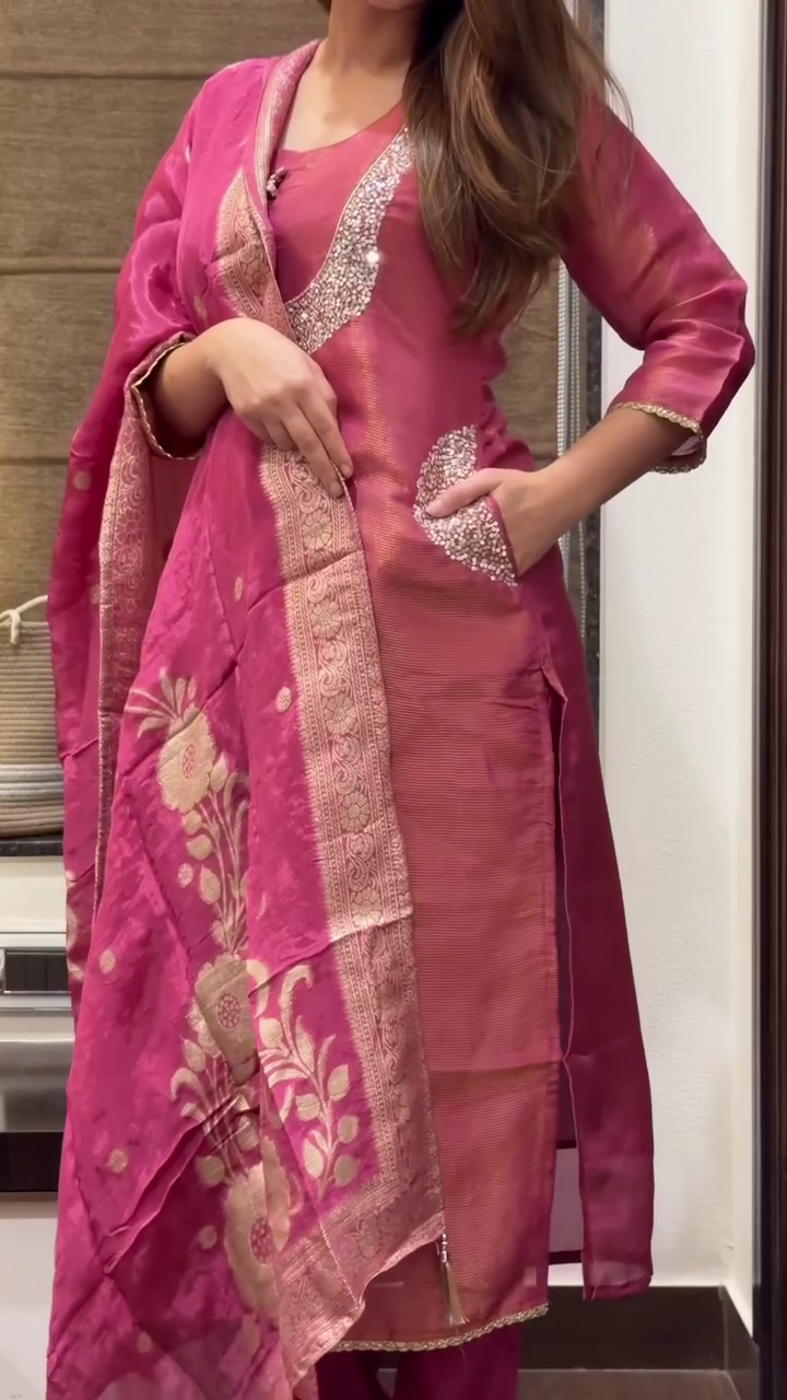 Mustard Silk Suit with Dupatta