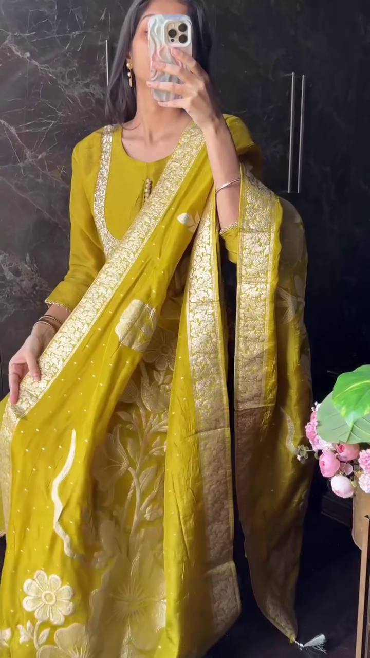 Mustard Silk Suit with Dupatta