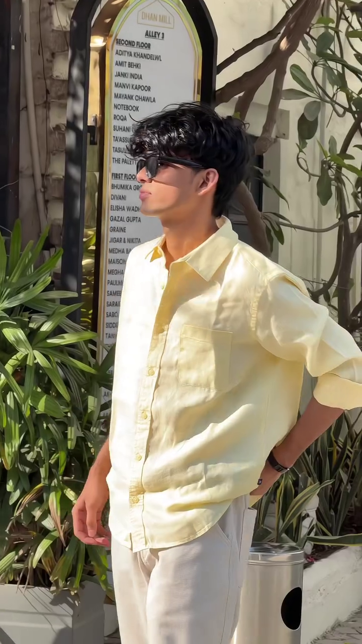 Pastel Yellow Linen Shirt