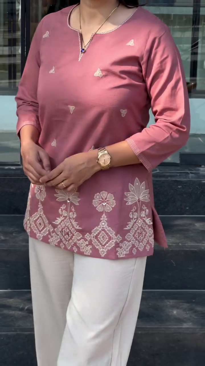 Blush Pink Embroidered Kurti