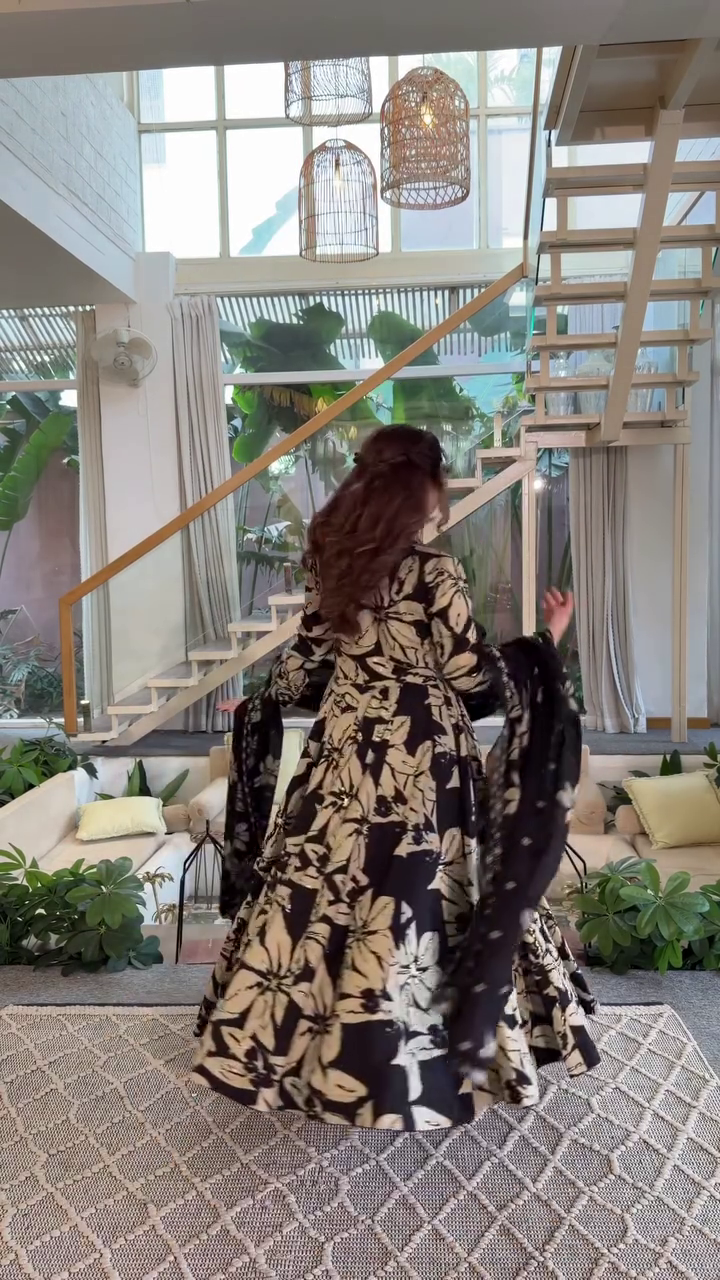 Noir Floral Anarkali Set