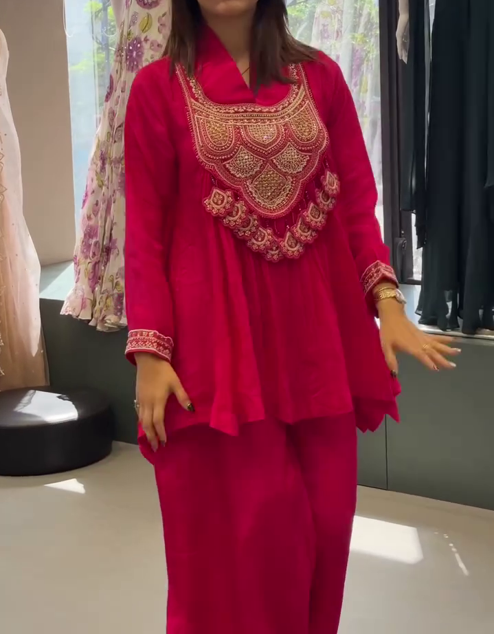 Royal Ruby Embroidered Kurta Set