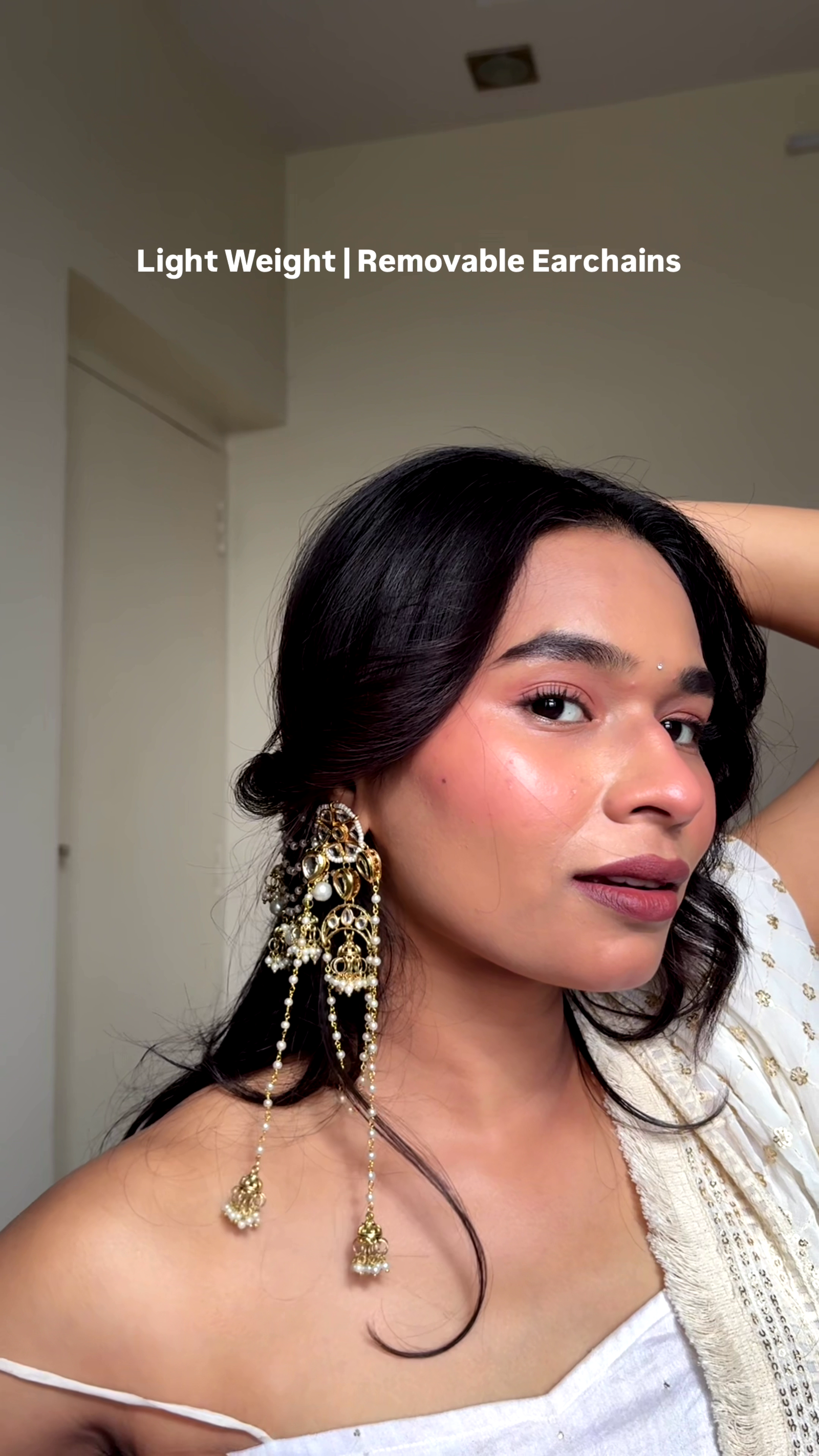 Regal Pearl Ear Chain Earrings